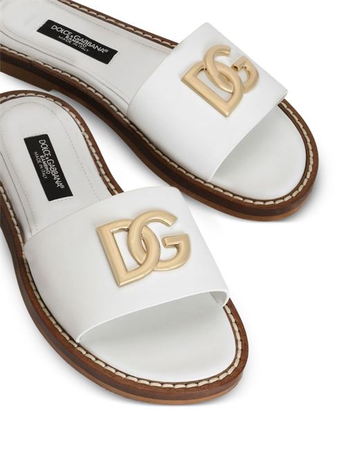 Ciabatte bambina Dolce e Gabbana bianche in pelle di vitello Dolce & Gabbana Kids | D11340A122380001